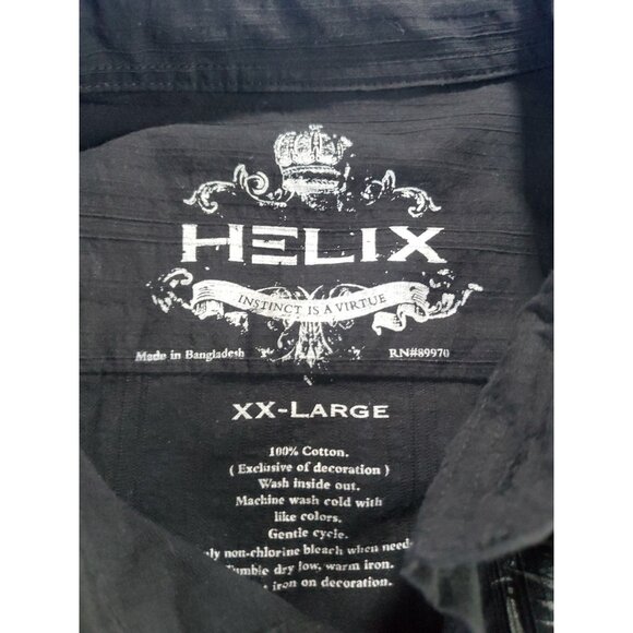 Helix Black Long Sleeve Button Up Embroider Shirt Men's Size XXL - Picture 5 of 14